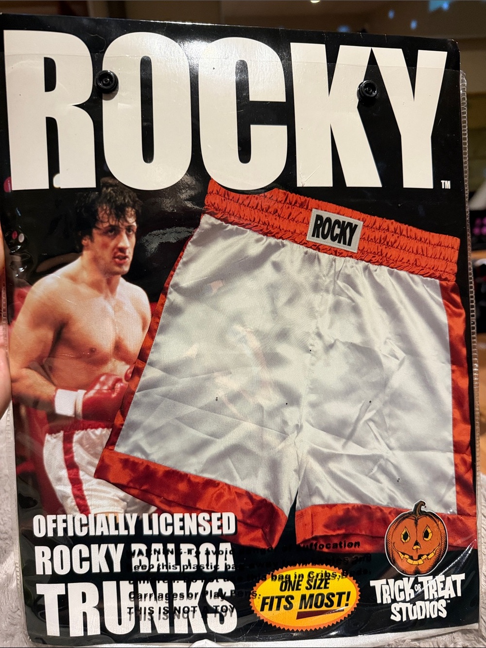 Rocky Men’s White and Red Boxing Trunks